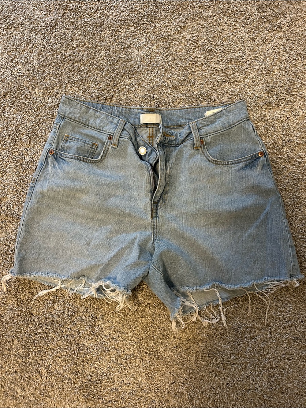 H&M Light Blue Distressed Denim Cutoff Shorts